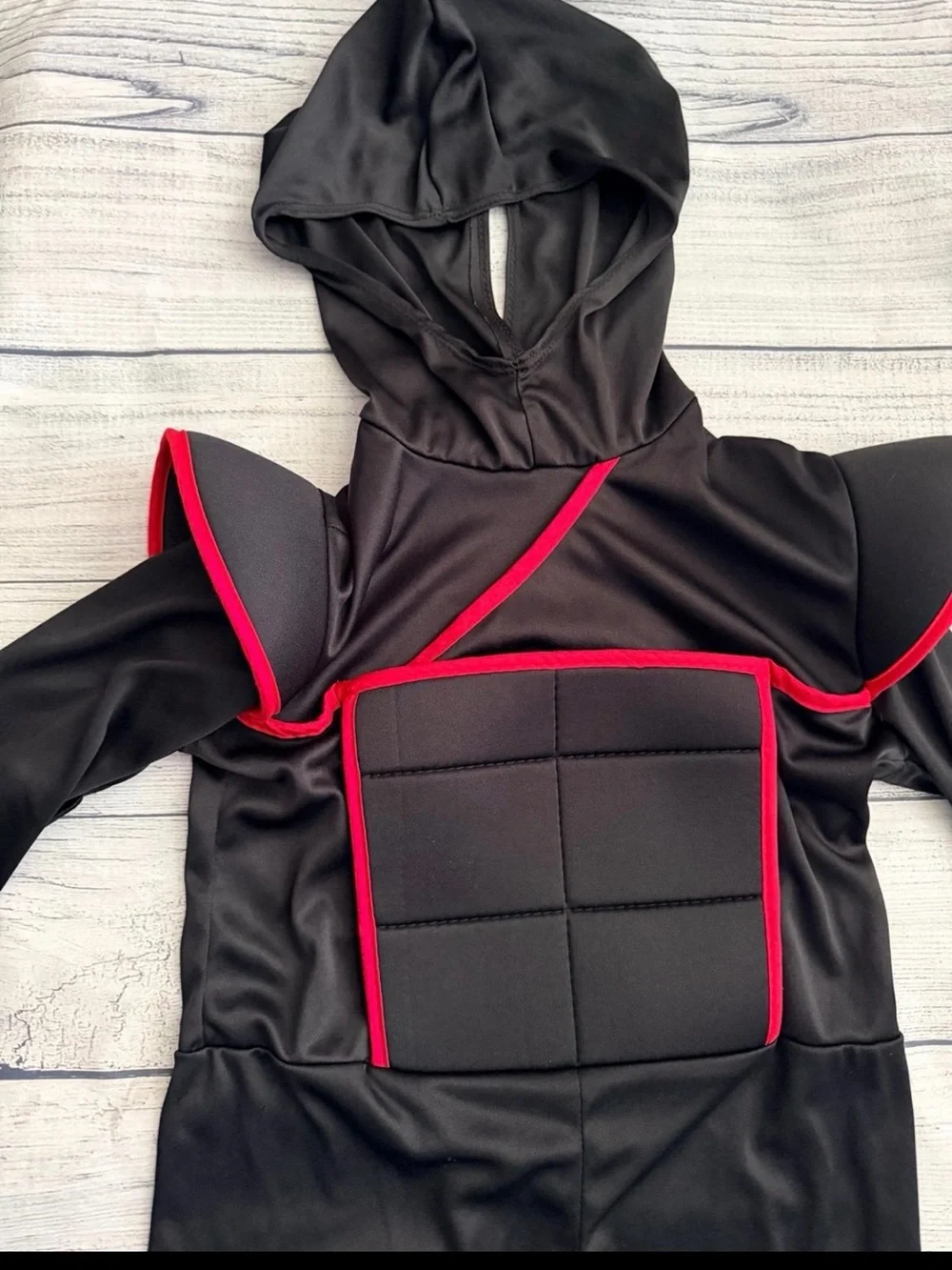 Kids Black and Red Ninja Costume with Hood